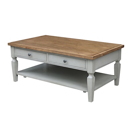 International Concepts Rectangle Vista Coffee Table, 48 W, 28 L, 20 in H, Wood, Hickory/Stone OT41-15C